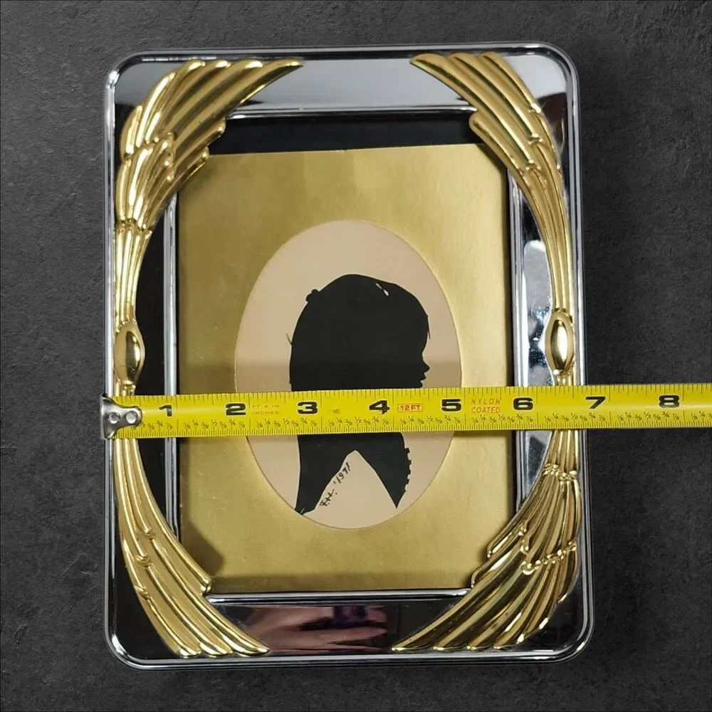 Vintage Art Deco Hollywood Regency Silver Gold Picture Frame 5x7 Postmodern 1980